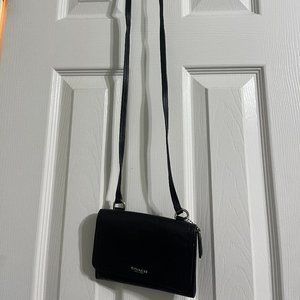 Gently Used Small Black Leather Coach Wallet Purse Crossbody
